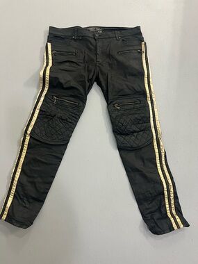 Robin's Jean Black Cargo Pants with Gold Side Stripes